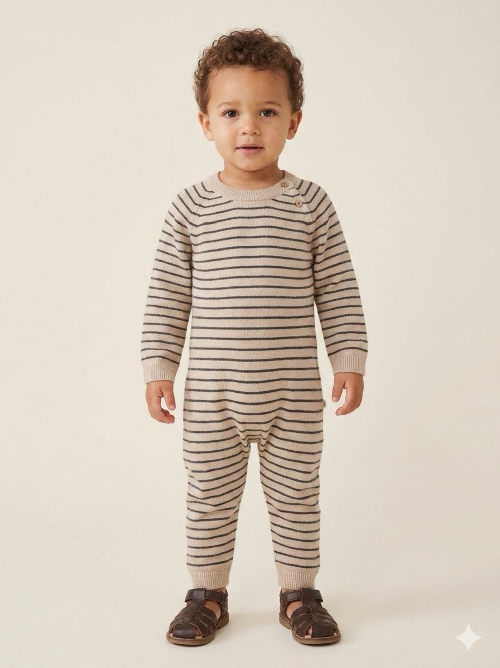 GAP Cream and Black Striped Knit Baby One-Piece